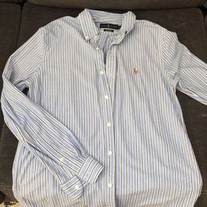 Knit oxford Long sleeve stripped button down